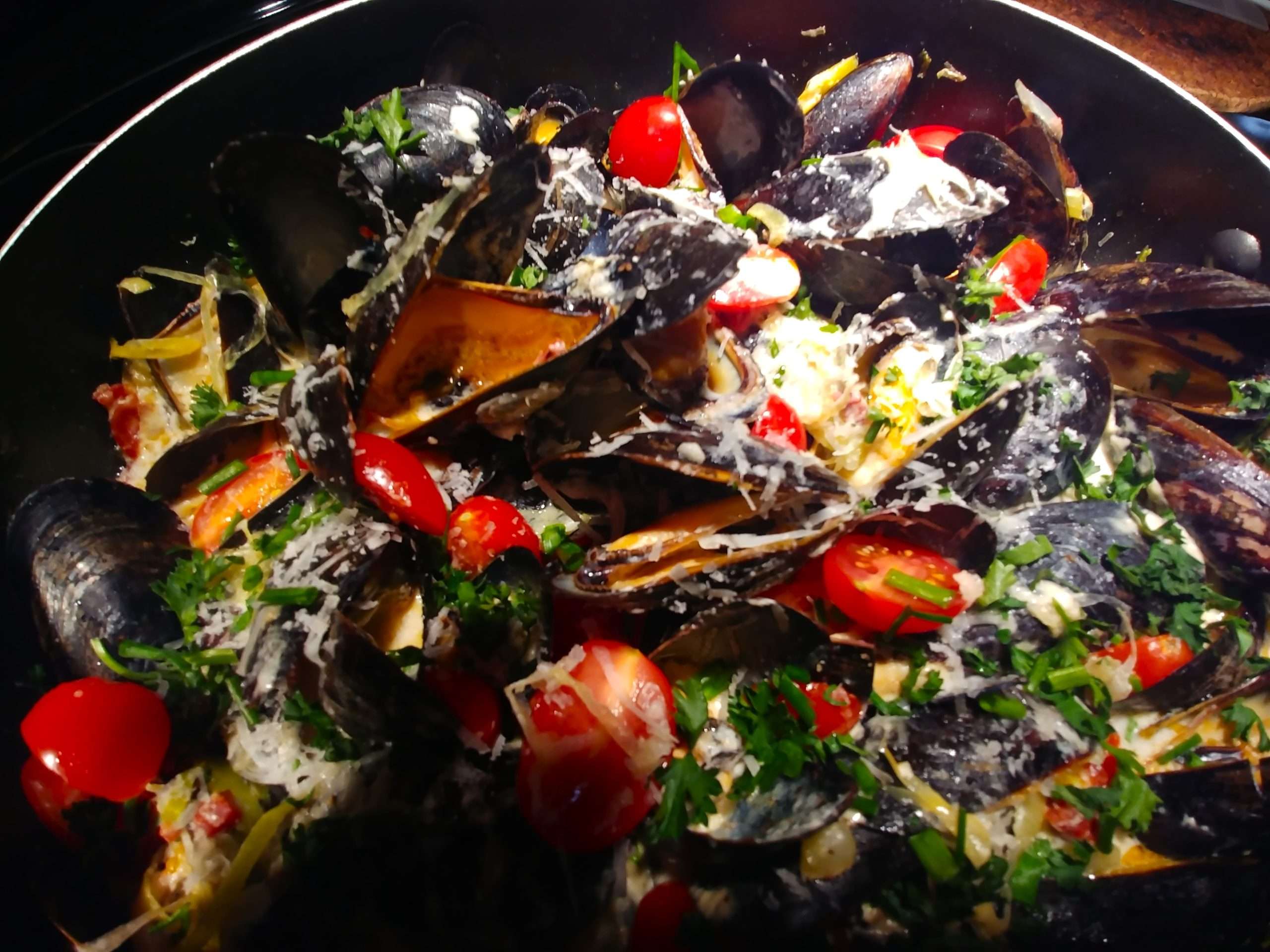 Moules chorizo et tomates