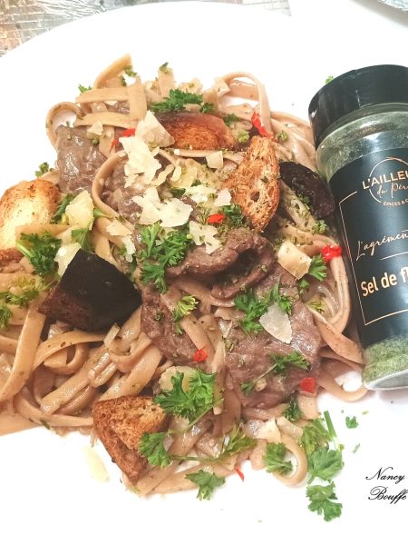 Fettuccine boeuf vin rouge